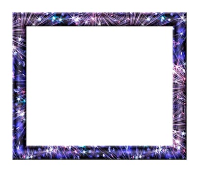 

Rectangular blank frame for paintings and photographs depicting the bright lights of fireworks in the night sky