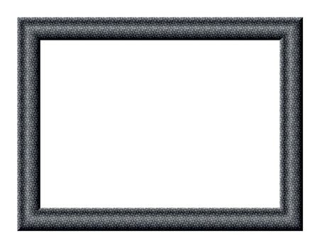 Rectangular embossed empty frame for paintings and photographs with fine mosaic texture of gray tones on black background