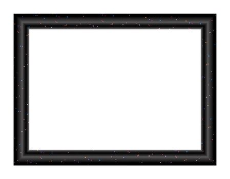 Convex rectangular empty frame for paintings and photographs depicting the luminous stars in the black sky background