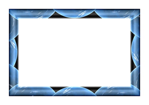 Empty rectangular frame for pictures and paintings depicting blue planet against the starry sky
