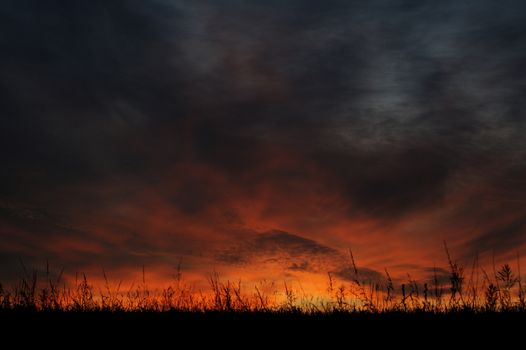 Dramatic sunrise sky at solstice in Russia horizontal