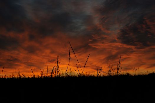 Dramatic sunrise sky at solstice in Russia horizontal