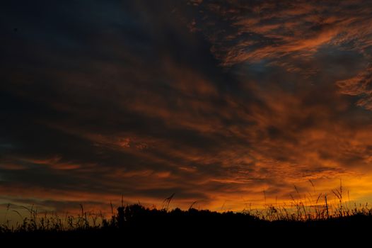 Dramatic sunrise sky at solstice in Russia horizontal