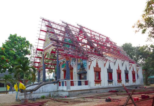 Thai temple in Chiang rai Thailand without roof