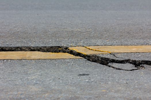 broken road by an earthquake in Chiang Rai, thailand