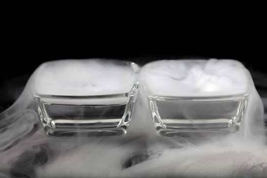 Bowls with dry ice