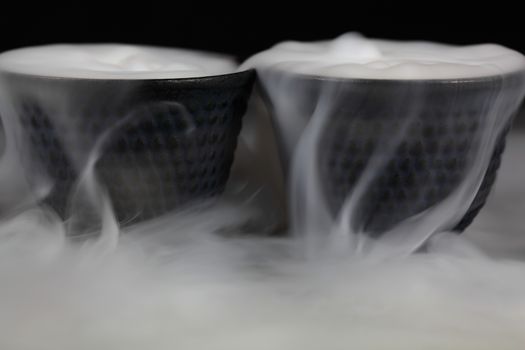 Bowls with dry ice