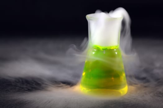 Erlenmeyer flask with dry ice