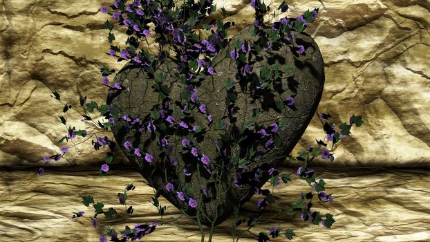 Heart shaped rock over a background made of rocks