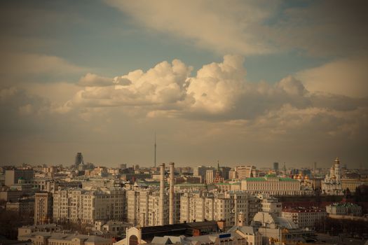 panorama of a Moscow city, instagram image style