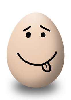 funny face  egg isolated on white