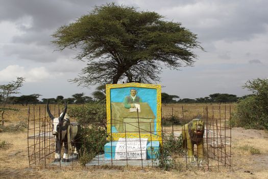 GREAT RIFT VALLEY, ETHIOPIA - NOVEMBER 24, 2014: Beautiful painted tombs of clan chiefs on November 24, 2014 in the Graet Rift Valley, Ethiopia, Africa