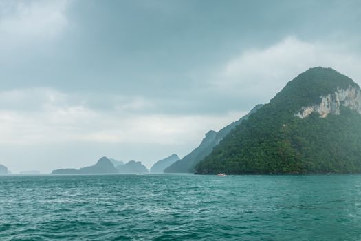 Rainly landscape of Angthong islands of Thailand