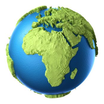 Globe 3d isolated on white background. Continent Africa. Elements of this image furnished by NASA