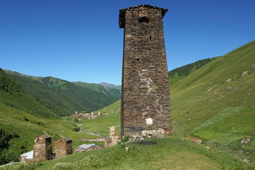 Fortified towers of Ushguli, Swanetia, Georgia, Europe