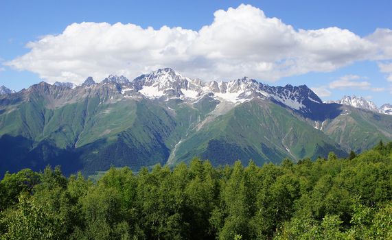 Panorama of the Caucasus Mountains close to Mestia, Georgia, Europe