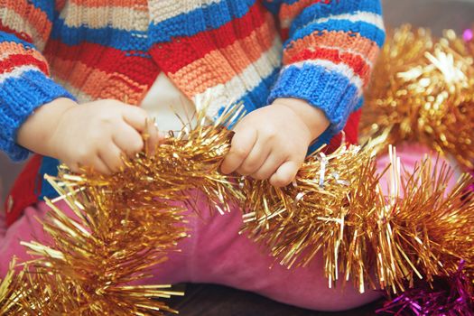 Kid with frippery preparing for Christmas