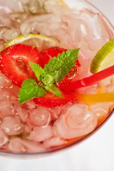 Strawberry mohito cocktail close up