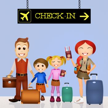 illustration of 

family airport