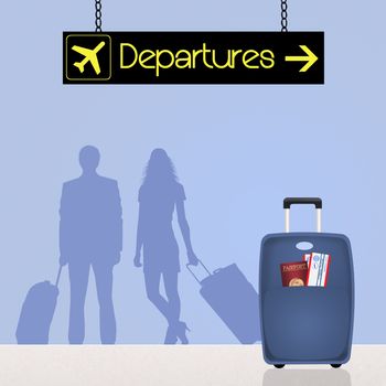 illustration of 

people in airport