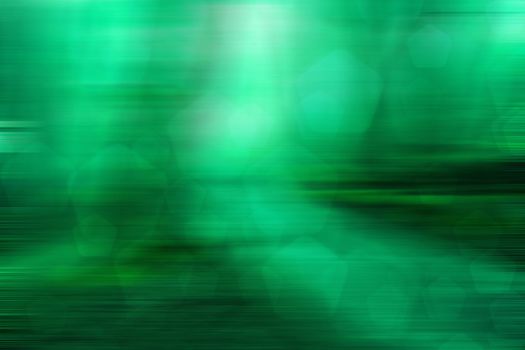 abstract green nature background, pentagon bokeh, fast motion