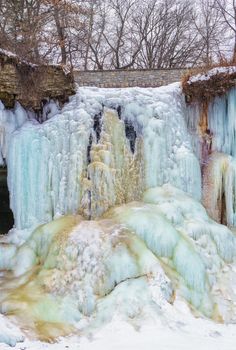 Frozen Minnehaha Falls in Minneapolis, Minnesota