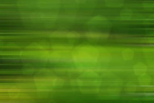 abstract green nature background, pentagon bokeh, fast motion