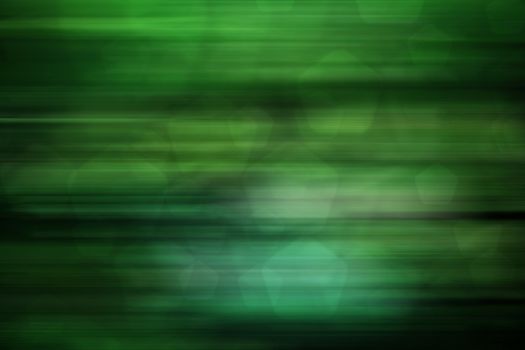 abstract green nature background, pentagon bokeh, fast motion