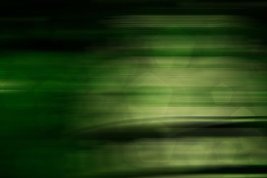 abstract green nature background, pentagon bokeh, fast motion