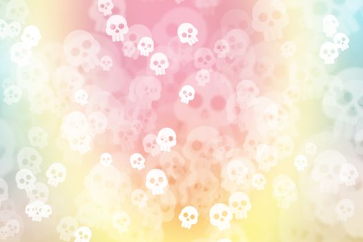 green, blue and pink pastel colorful background, with skull