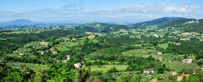 Panoramic view over the countryside of Tuscany, Italy