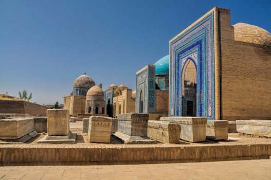 Beautifully decorated buildings in city of Samarkand, Uzbekistan