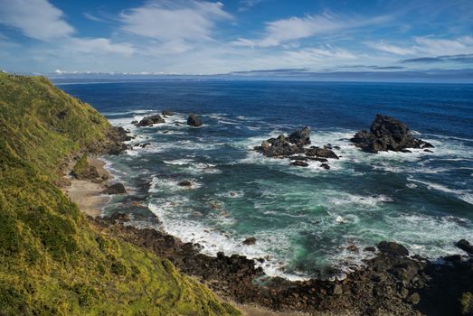 Panoramic view of the coast in Parque Nacional Chiloe            