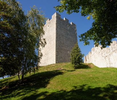 Keep tower of Celje medieval castle in Slovenia