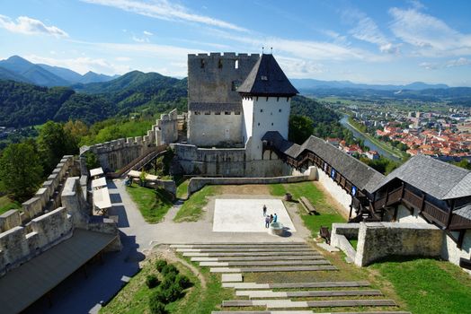 Celje medieval castle in Slovenia above the river  Savinja