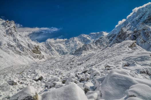 Breathtaking view of Himalayas near Kanchenjunga, the third tallest mountain in the world