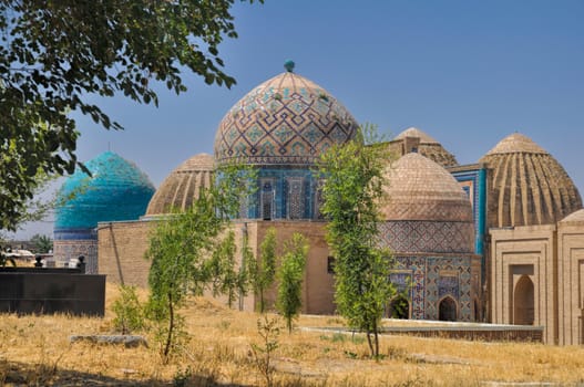 Beautifully decorated domes in city of Samarkand, Uzbekistan