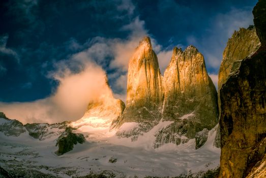 Scenic view of Torres del Paine in south American Andes                   