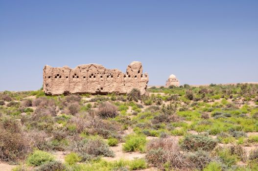 Large temple in desert near Merv, Turkmenistan