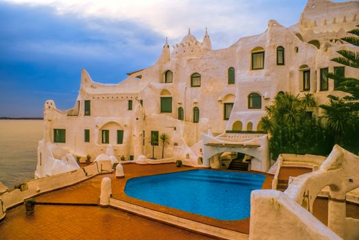 Picturesque view of the exterior of Carlos Paez Villaro's villa in Uruguay