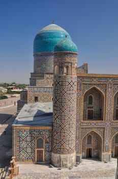 Beautifully decorated buildings in city of Samarkand, Uzbekistan