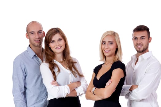 happy people business team group together isolated on white background