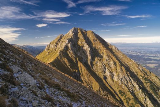 Scenic mountain peaks of Belianske Tatry in Slovakia on sunny autumn day