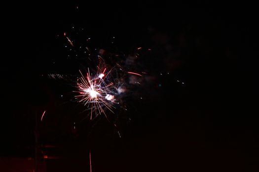 Celebration firework in the black night sky