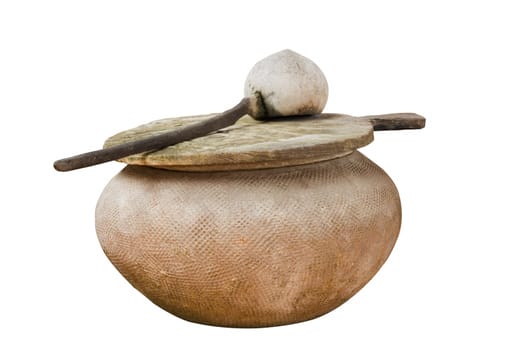 arge earthenware water container ,Jug, isolated on white background, thailand
