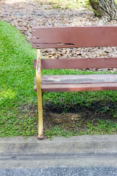 Closeup of park bench