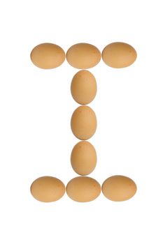 Alphabets  A to Z from brown eggs alphabet isolated on white background, I