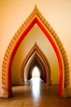 arch pathway in pagoda at Wat Tham Sua (Tiger Cave Temple), Kanchanaburi thailand