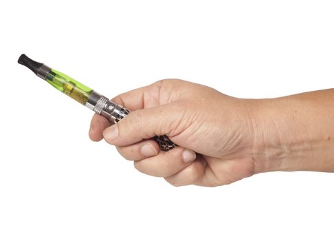 electronic Cigarette in hand on isolate