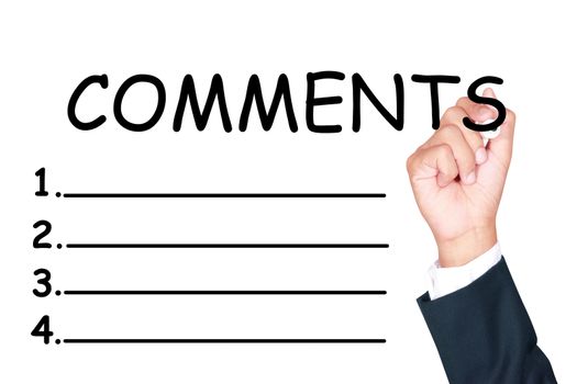 comments list write by businessman on white background